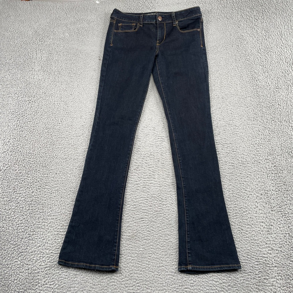 American Eagle Jeans Womens 10 Dark Wash Skinny Kick Super Stretch Denim Flare
